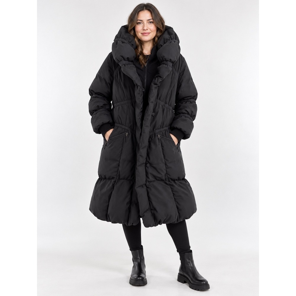 Lane Bryant Womens Black Down Feather Puffer Coat Oversized Collar Size 14/16